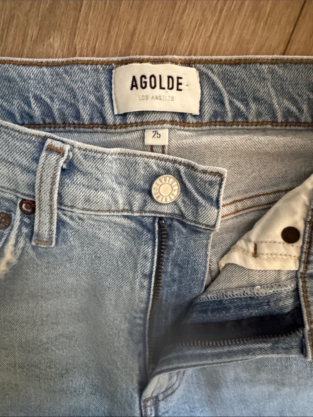 Agolde Lyle Low-Rise Slim Jeans Rift Light Wash Size 25 - Picture 12 of 16